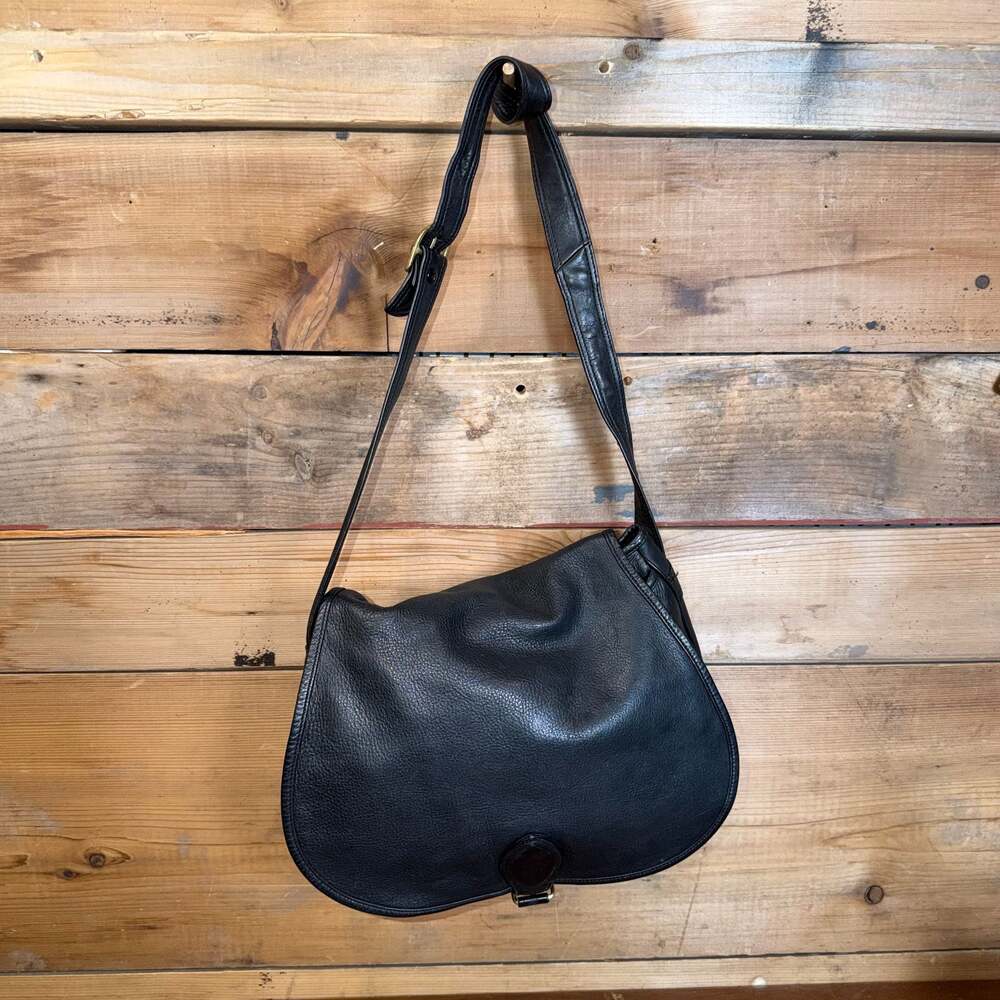 Bloomingdale's Black Leather Saddle Bag